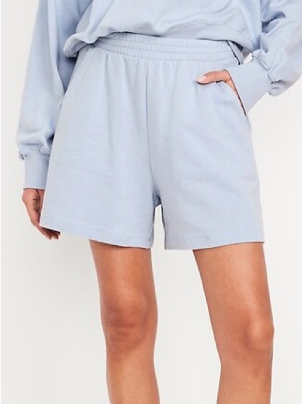 Extra High-Waisted SoComfy Terry Sweat Shorts, 5” inseam, Coastal Blue, Small